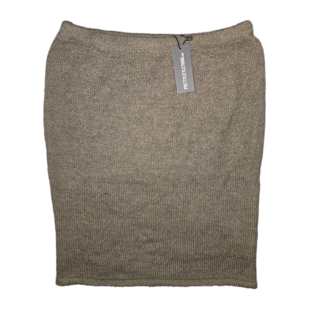 Pretty Little Thing Chocolate Rib Mini Skirt sz XL UK NWT